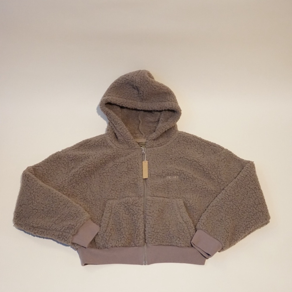 Skims Cozy Teddy Sherpa Full Zip Jacket Desert NWT - Size Medium